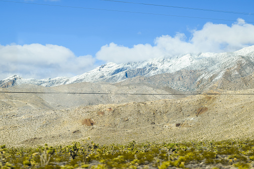 Viewing the Desert Landscape, Nevada snowy sierra mountains