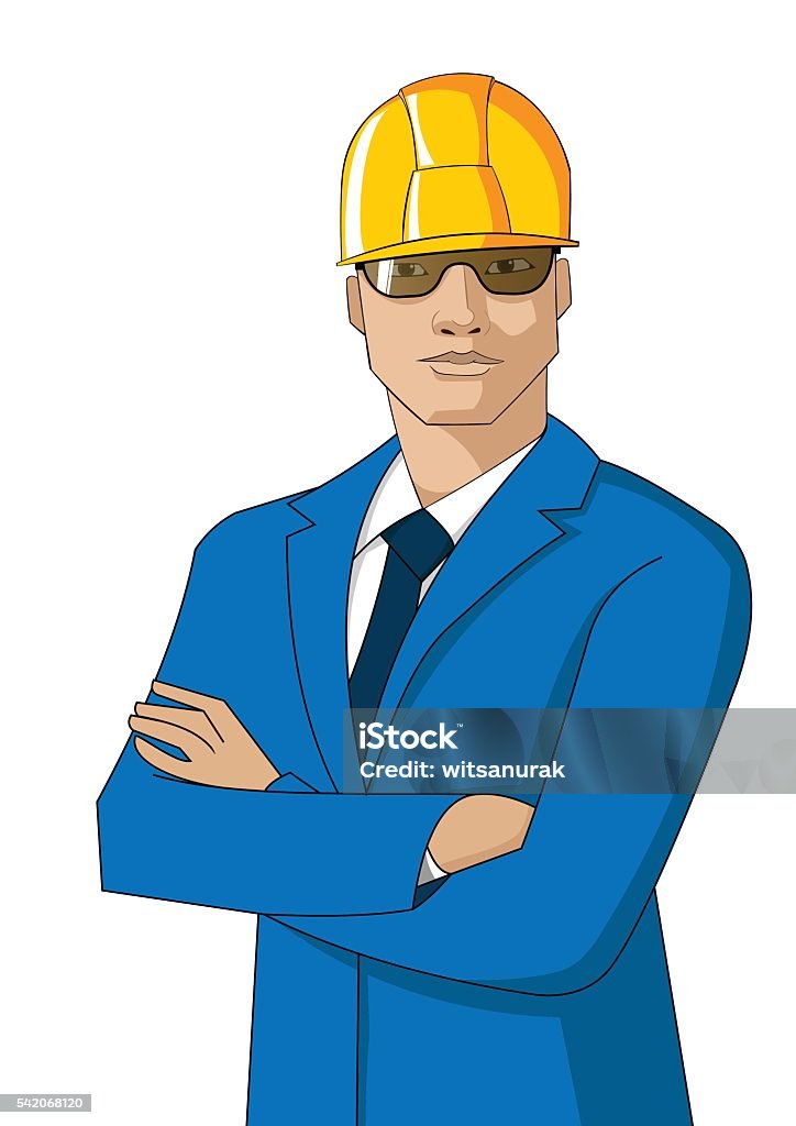 Engineer Man Vector Blue Suite Stock Illustration - Download Image Now ...