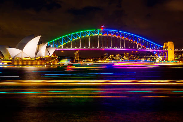 vivid sydney 2016 r. - sydney australia sydney harbor bridge opera house sydney opera house zdjęcia i obrazy z banku zdjęć