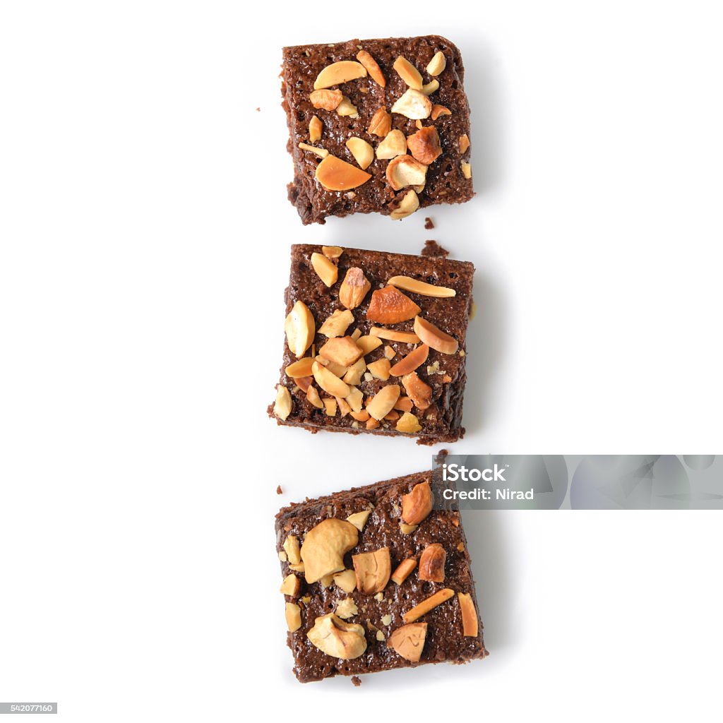 Many pieces of brownie - isolated Many pieces of brownie on white background - isolated Brownie Stock Photo