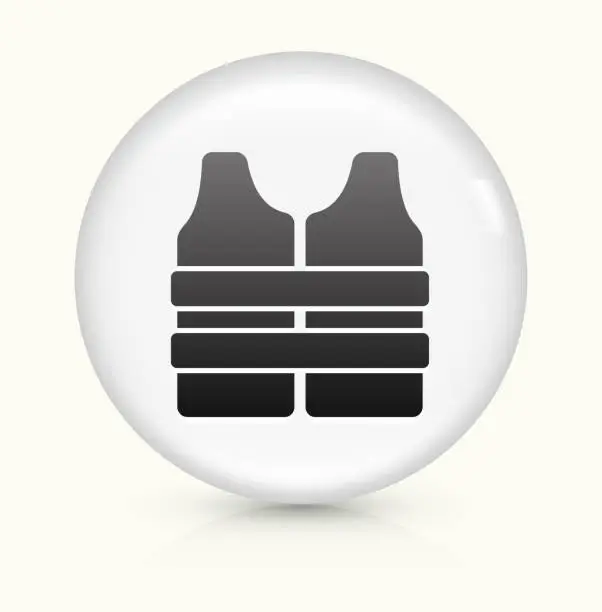 Vector illustration of Life Vest icon on white round vector button