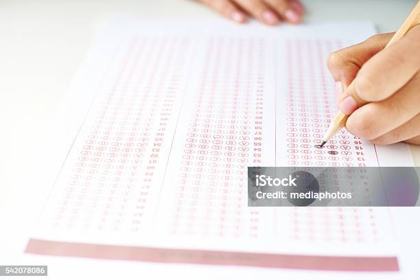 Student Answer Sheet Stock Photo - Download Image Now - Adult, Adult Student, Adults Only