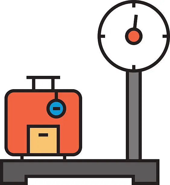 Vector illustration of Luggage weighing icon