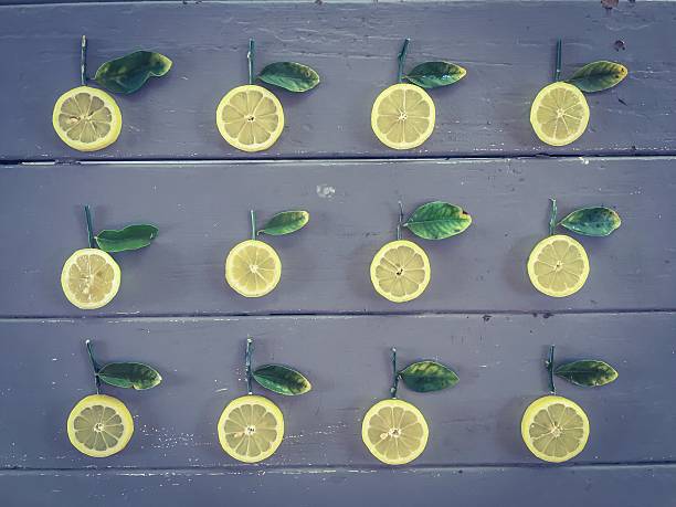pieces of lemon on the wooden table