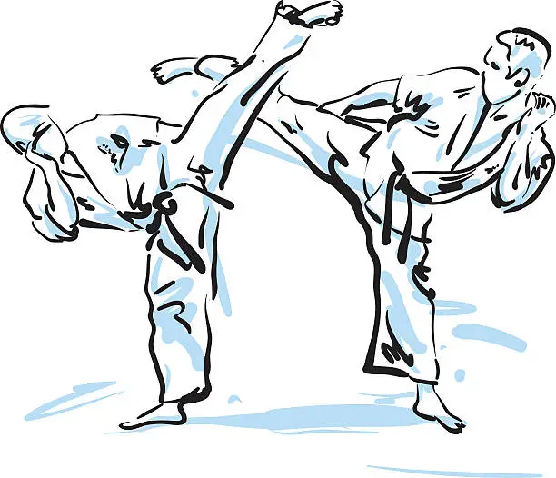 Vector illustration of karate fighters, vector illustration