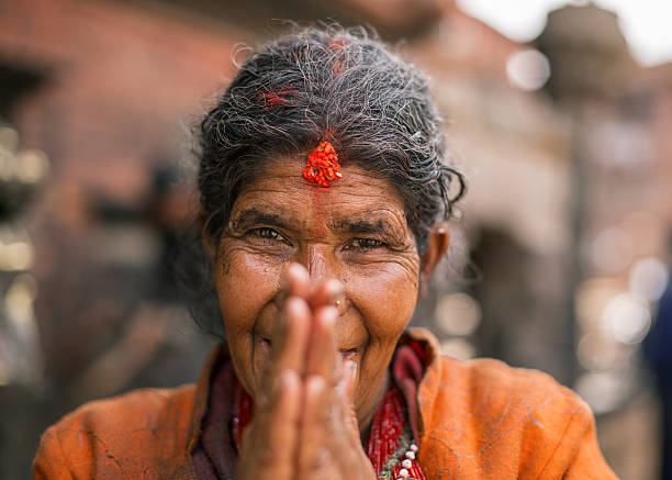namaste - nepalese culture nepal kathmandu bagmati fotografías e imágenes de stock