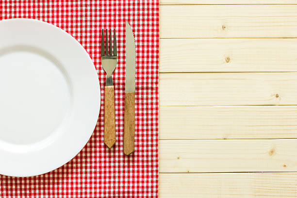 istock Empty Plate And Cutlery On The Wooden Table. 542084344