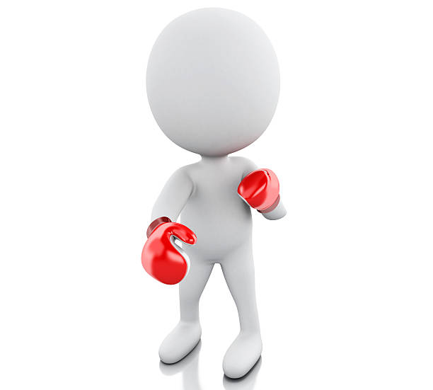 istock 3d White people with red boxing gloves. 542086872