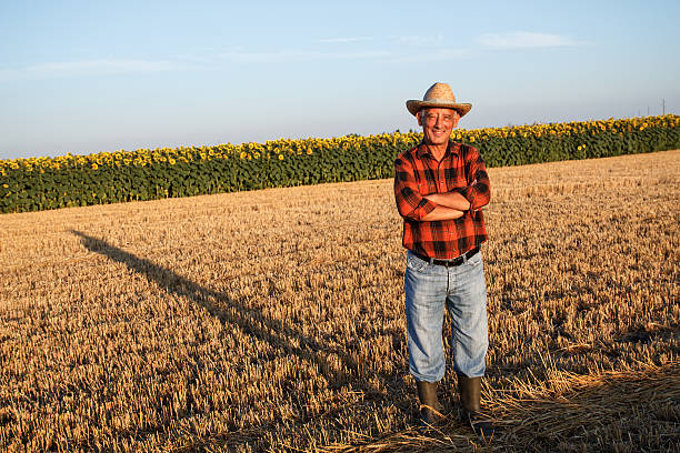 istock Senior farmer sitting on field 542087626