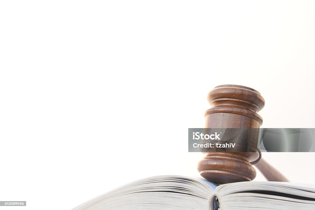 Judge hammer Book Stock Photo