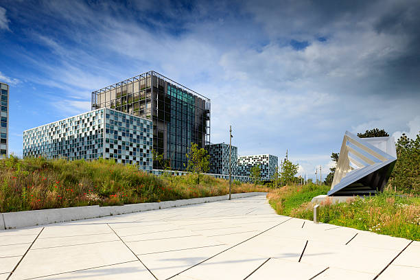 modern office buildings of The International Criminal Court Hague's stock photo