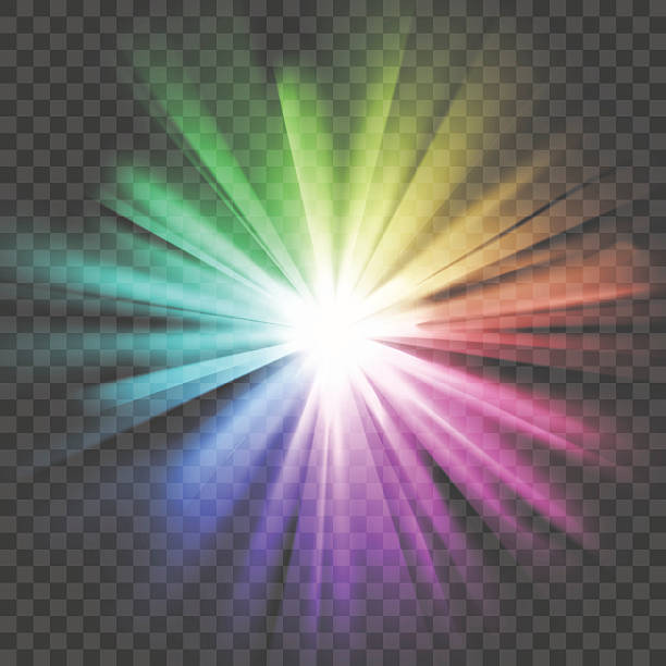 글로잉 단궤 버스트 - spectrum sunbeam color image sunlight stock illustrations