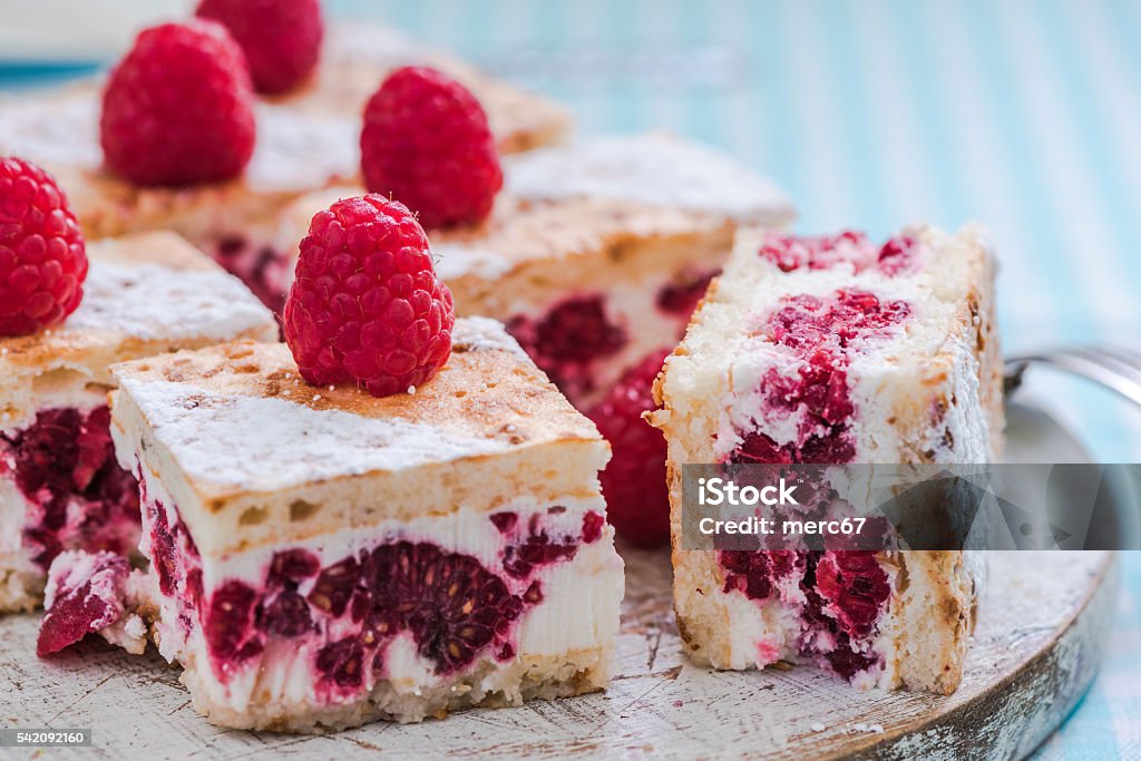 raspberry summer cake with fresh fruits raspberry summer cake with fresh fruits, sliced. Close up view. Cake Stock Photo