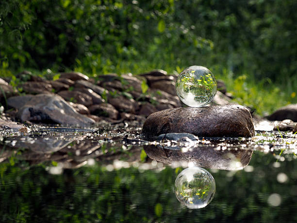 istock Transparent ball on the rocks 542092254
