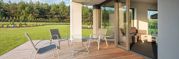 istock Modern patio with garden view 542093066