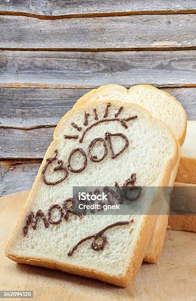 Bread Slice With Chocolate And Word Good Morning For Breakfast Stock Photo  - Download Image Now - iStock