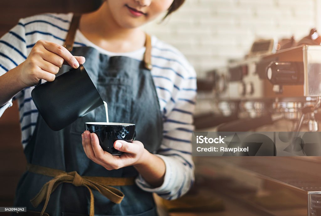 Barista Prepare Coffee Working Order Concept Barista Stock Photo