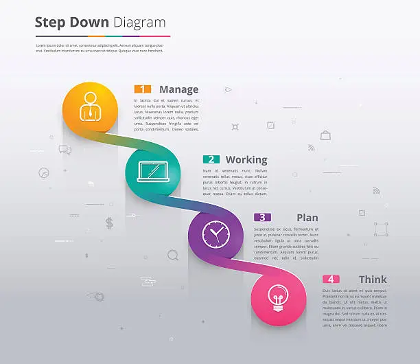 Vector illustration of Simple stair infographic diagram. chart and icon sample. vector stock.