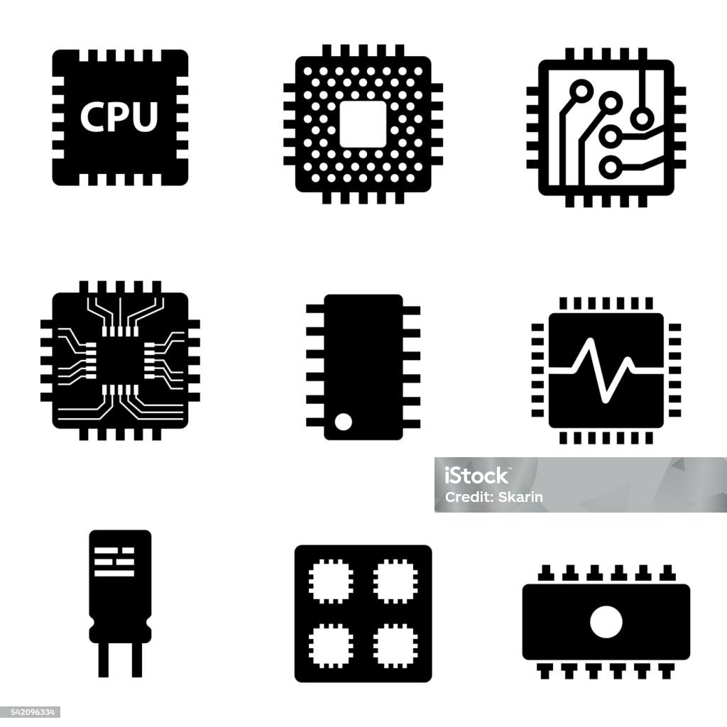Ilustración de Cpu Vector Negro Conjunto De Iconos De Microprocesador Y  Chips y más Vectores Libres de Derechos de Ícono - iStock