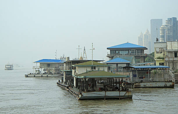 istock yangtze river and dock in Wuhan 542096798