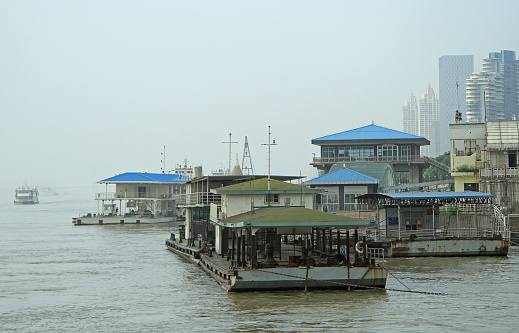 yangtze river and dock in Wuhan, China