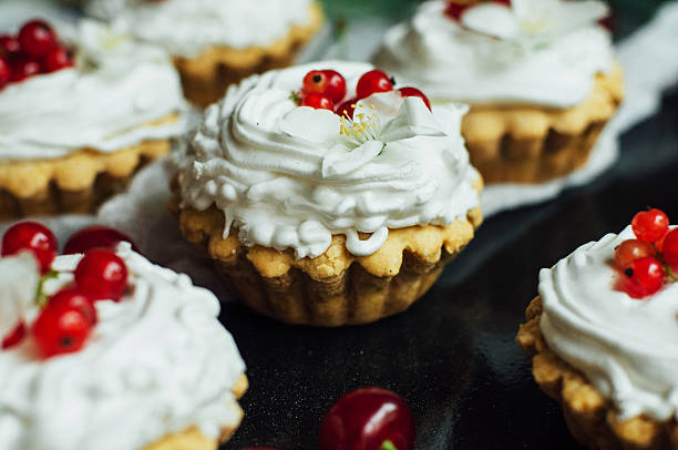 istock Beautiful chocolate cupcakes with white protein cream 542096818