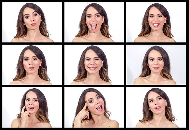 istock Young beautiful woman making 9 different expressions 542097316