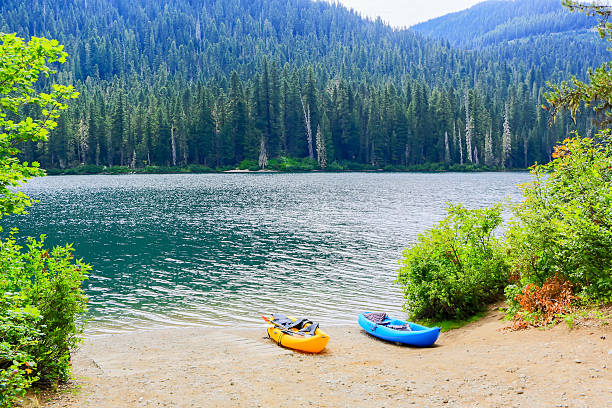 istock Scenic Mountain green Lake with transparent water 542098674