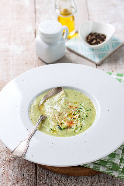 istock Zucchini vegetable creamy soup puree in a bowl 542100428