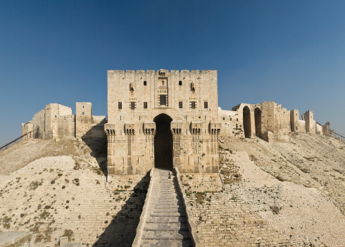Citadel of Aleppo. Aleppo, northern Syria. The inner gate of the citadel.