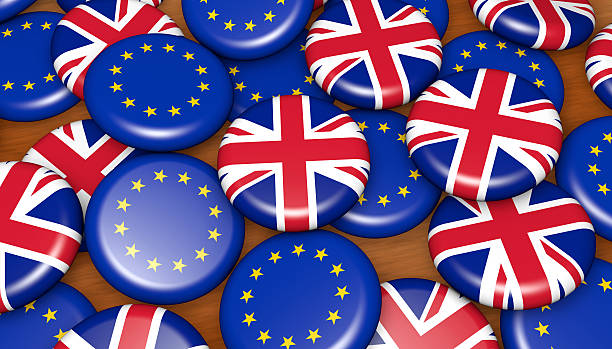 istock UK And EU Flag Badges Background 542102632