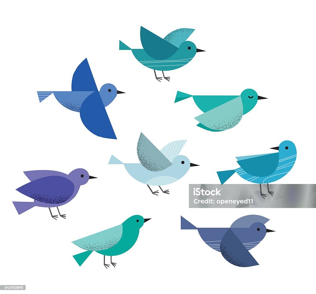 Flying birds Set of different cute flying birds. Vector illustration isolated on a white background. Bird stock vector