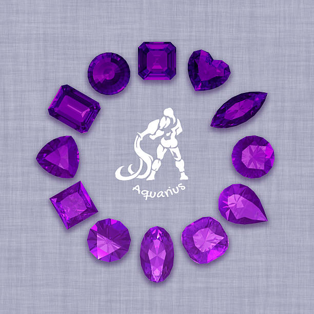 Group of  amethyst  gemstones  with clipping path stock photo
