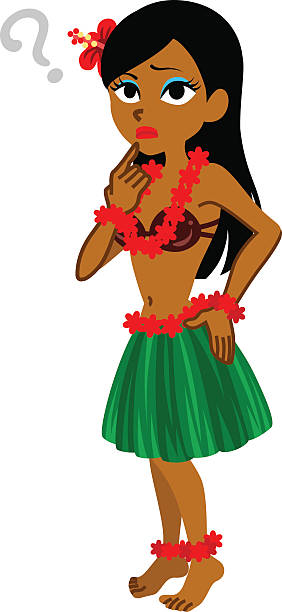 kuvapankkikuvitukset aiheesta epäilevä naispuolinen hula-tanssija - täyspitkä - grass skirt