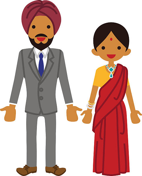 인도어 커플입니다  - indian ethnicity women smiling white background stock illustrations