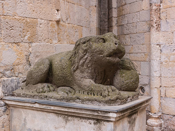 Lion sculpture at the entrance to the fortified town of Mdina, Malta island.