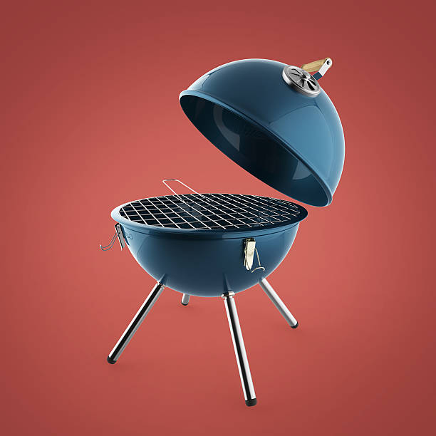 istock kettle barbecue charcoal grill with folding metal lid for roasting 542109484