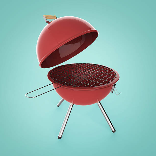 istock kettle barbecue charcoal grill with folding metal lid for roasting 542109570