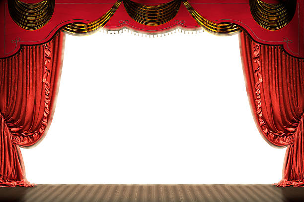 istock Theater stage with red curtain (with path) 542109798