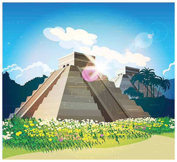 ilustrações de stock, clip art, desenhos animados e ícones de pirâmide maia - old fashioned indigenous culture inca past