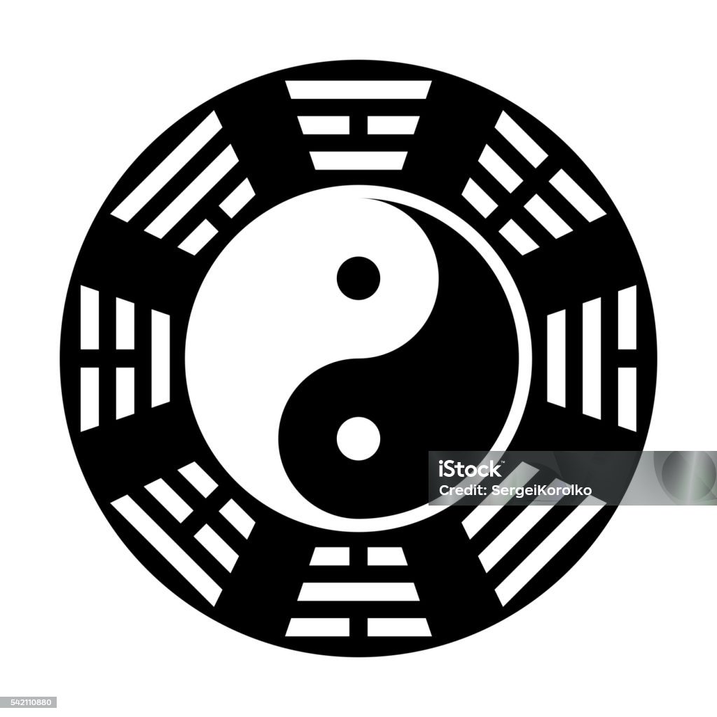 Yin and yang symbol. Yin and yang symbol. Modern yin-yang symbol isolated on white background. King Wen "Later Heaven" bagua arrangement Contrasts stock vector