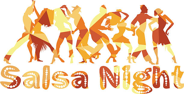 illustrazioni stock, clip art, cartoni animati e icone di tendenza di salsa di notte - latin music