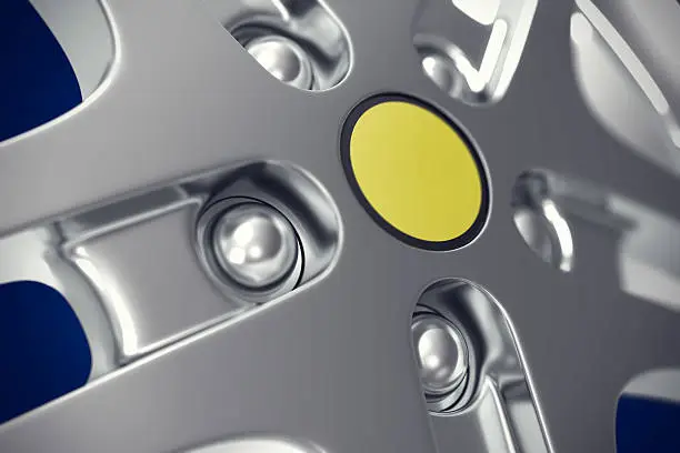 Car rim close-up view with focus effect 3d illustration