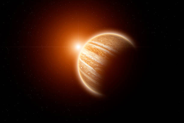 Rising Sun on Planet Jupiter stock photo