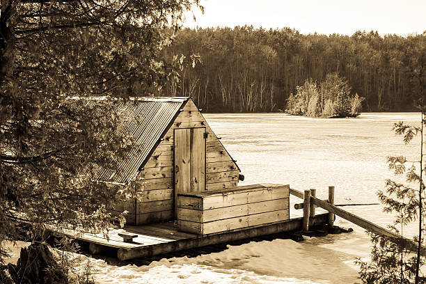 Historic loggers raft along the Highbanks Trail  in Michigan's Huron National Forest. This is a historical display open to the public located on national park lands and not a privately owned property.