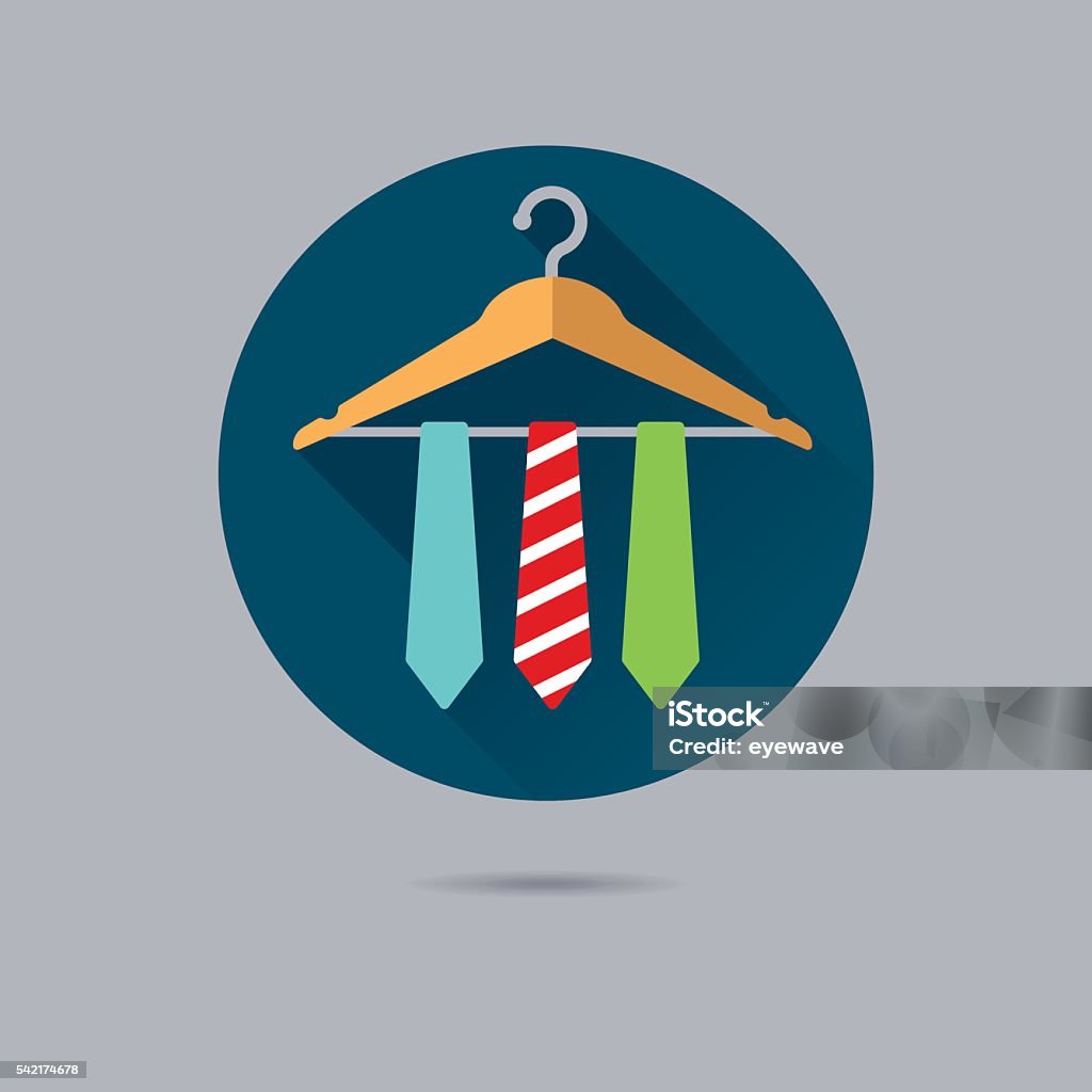 ties on clothes hanger flat design vector icon three ties on coathanger flat design long shadow vector icon Arts Culture and Entertainment stock vector