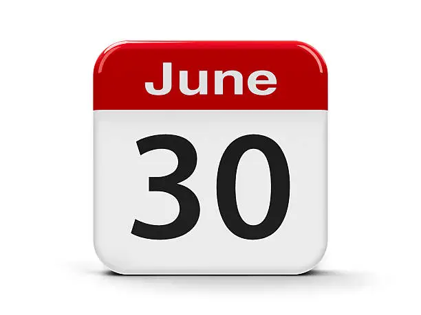 Calendar web button - The Thirtieth of June, three-dimensional rendering, 3D illustration