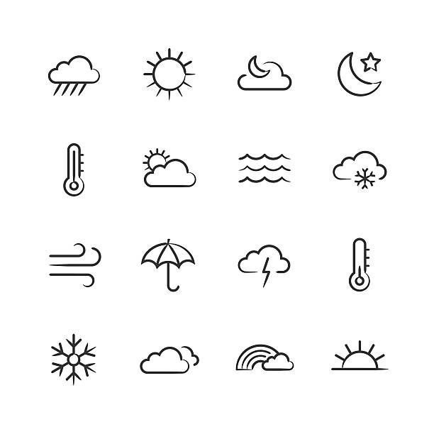 ilustrações, clipart, desenhos animados e ícones de ícones de clima - esboço series - cloud drawing heat cold