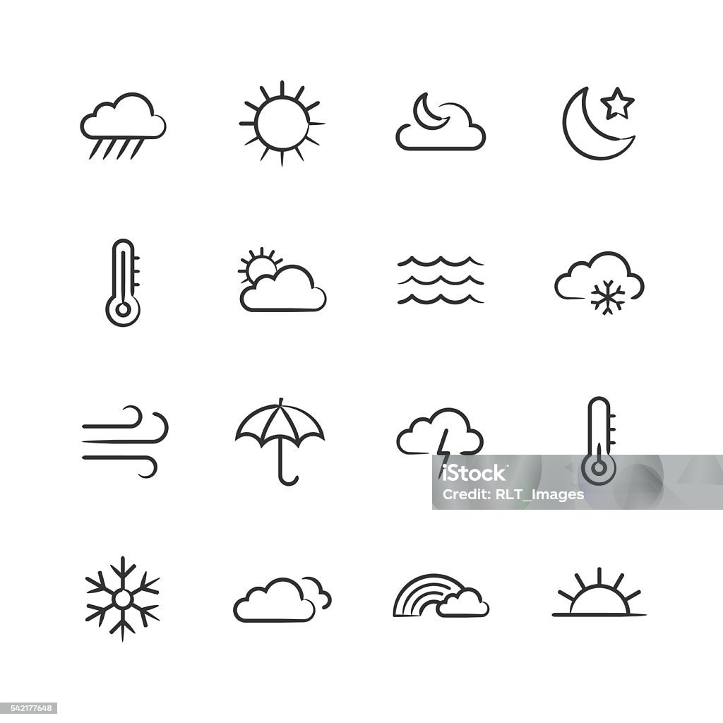 Weather Icons — Sketchy Series Professional icon set in sketch style. Vector artwork is easy to colorize, manipulate, and scales to any size. Drawing - Art Product stock vector