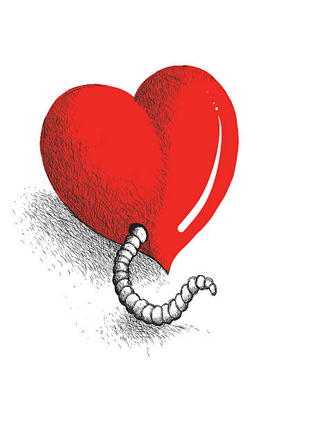 Jealousy Heart disease. heart worm stock illustrations